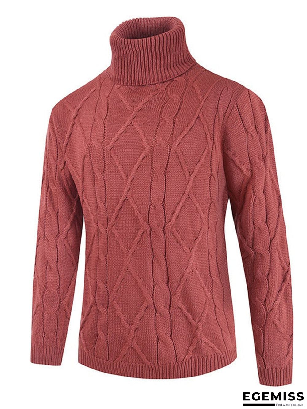High Neck Loose Solid Color Men's Sweater | EGEMISS