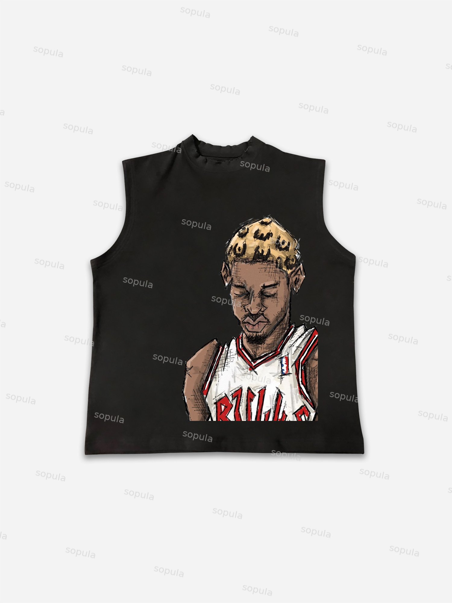 Rodman Cartoon Doodle Graphic Vests - SOPULA