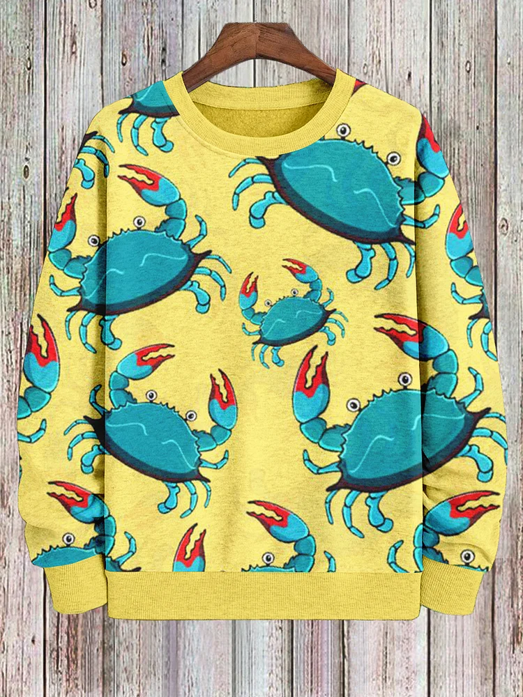 Men's Ocean Crab Art Print Casual Sweatshirt