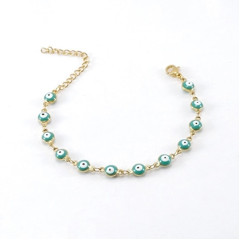 Fashion Devil’S Eye 304 Stainless Steel 18K Gold Plated Enamel Stainless Steel Jewelry Sets