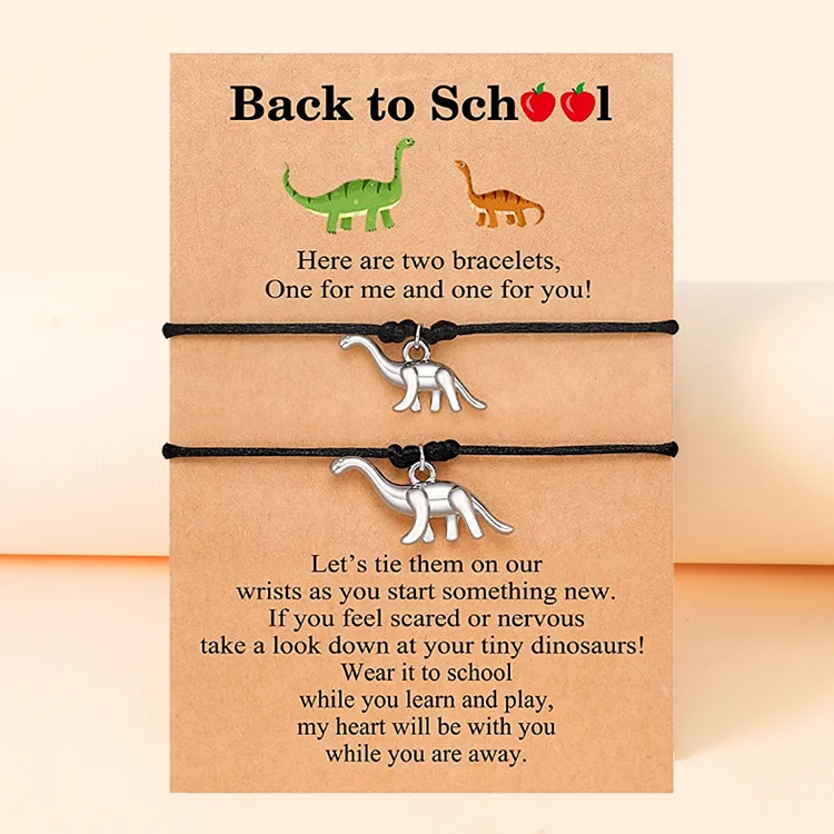 Back To School Dinosaur Bracelet Set, Adjustable Bracelets Gift With Gift Card For Kids