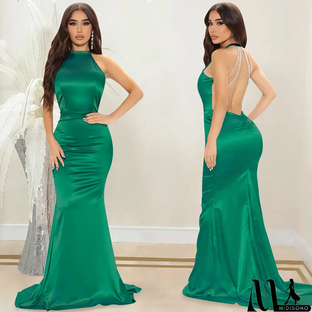 MidiSono - Fashion Solid Women's Round Neck Sleeveless Maxi Dress