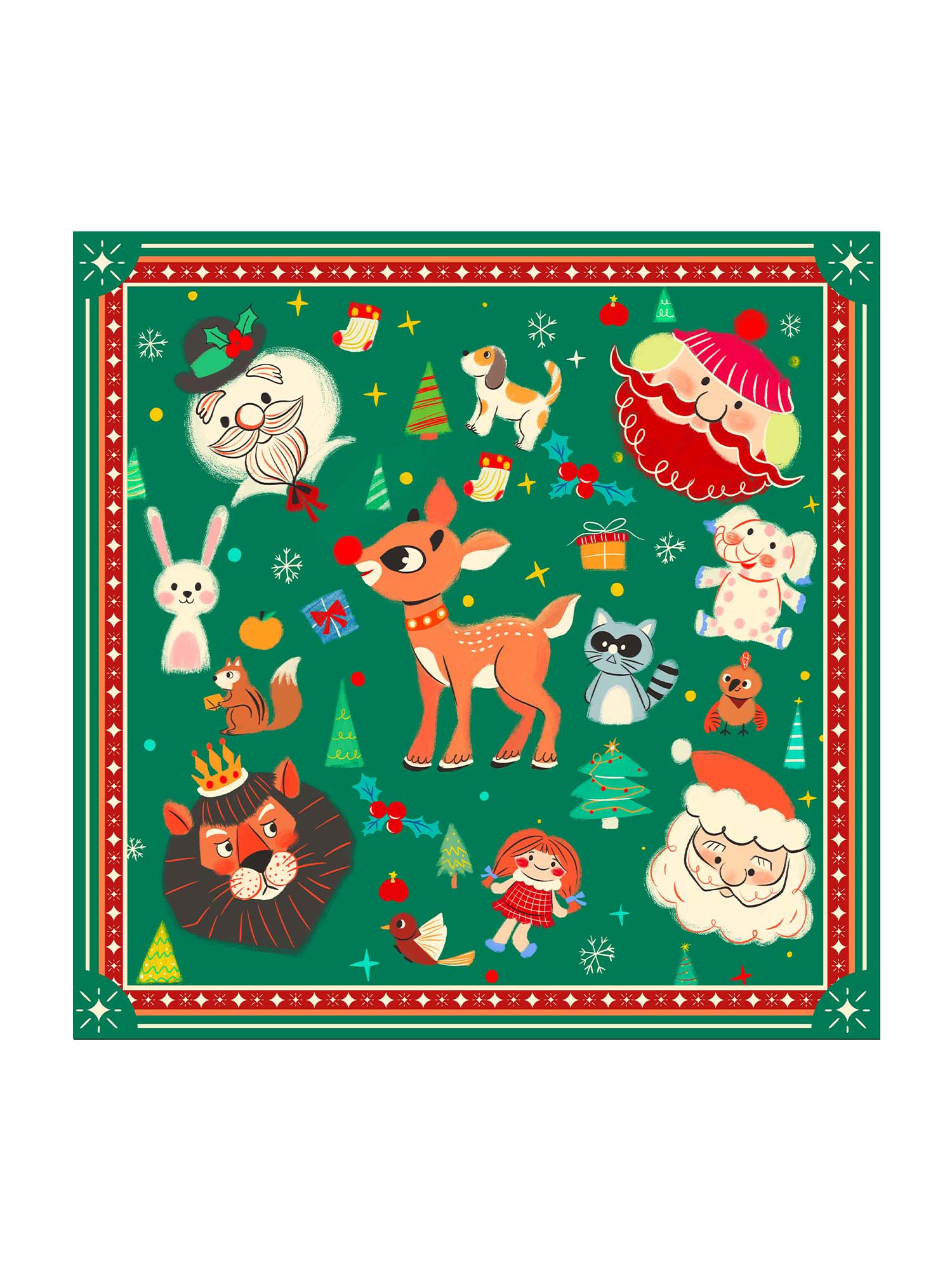 Christmas Tree And Snowman Monster With Banjo - Cotton Bandana