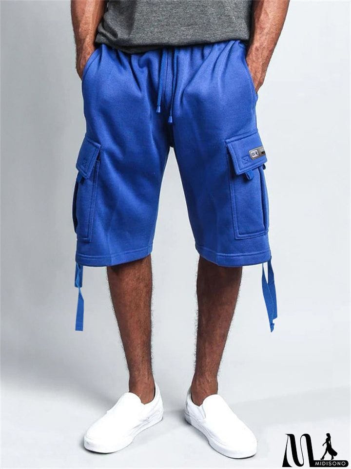 MidiSono - Men's Plus Size Relaxed Cargo Shorts with Pockets