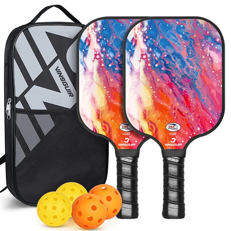 Pickleball Paddle Set with 2 Lightweight Rackets and 4 Balls