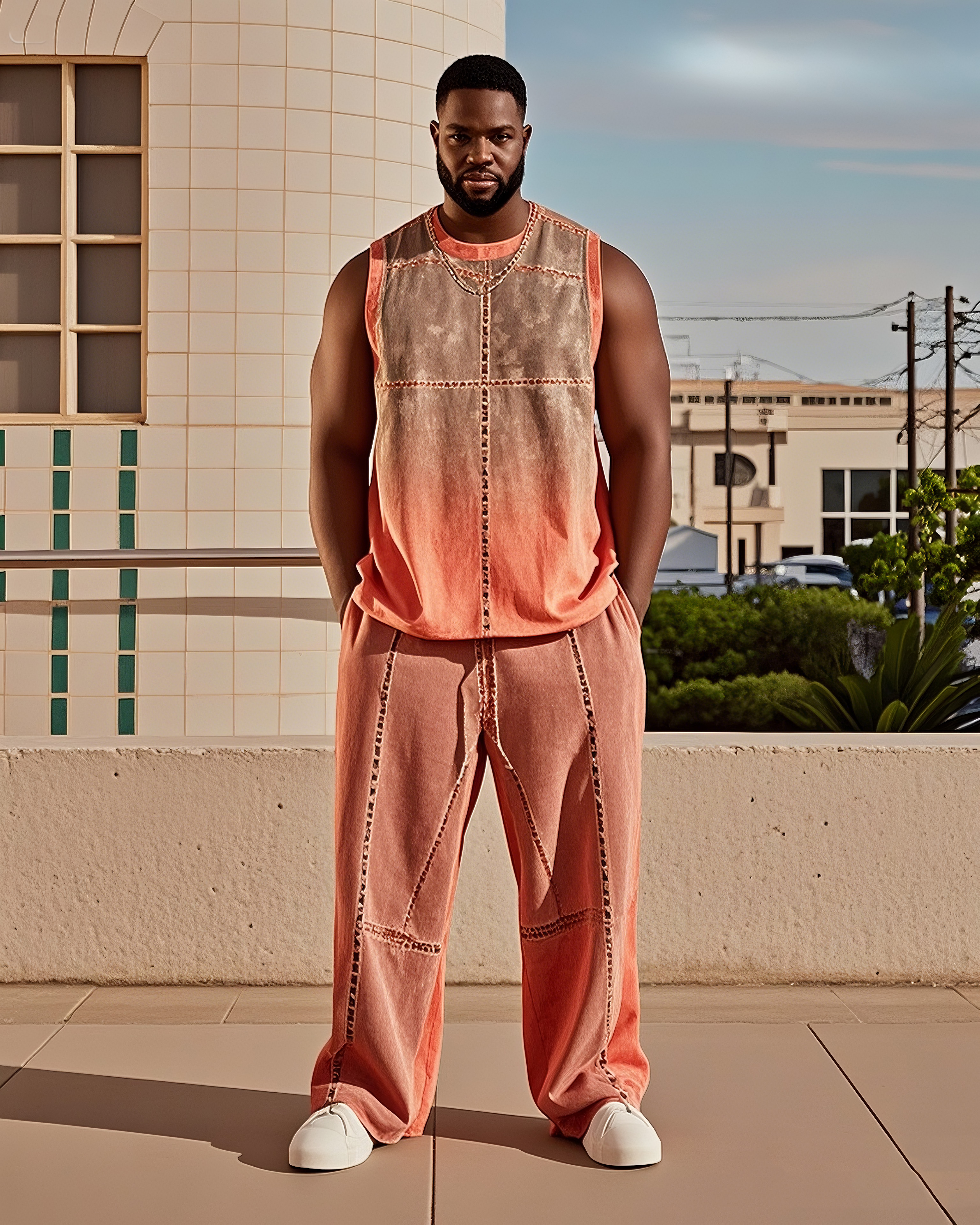 Men's Plus Size 3d Digital Gradient Printing Vest Trousers Suit