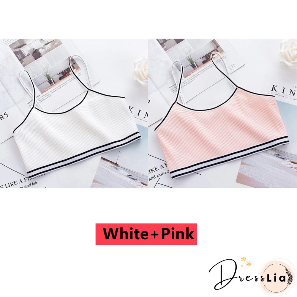2Pclot Girls Bra Children Vest Breathable Underwear Girl Tube Tops Soft No Padded Teens Seamless Washable Bras Camisole