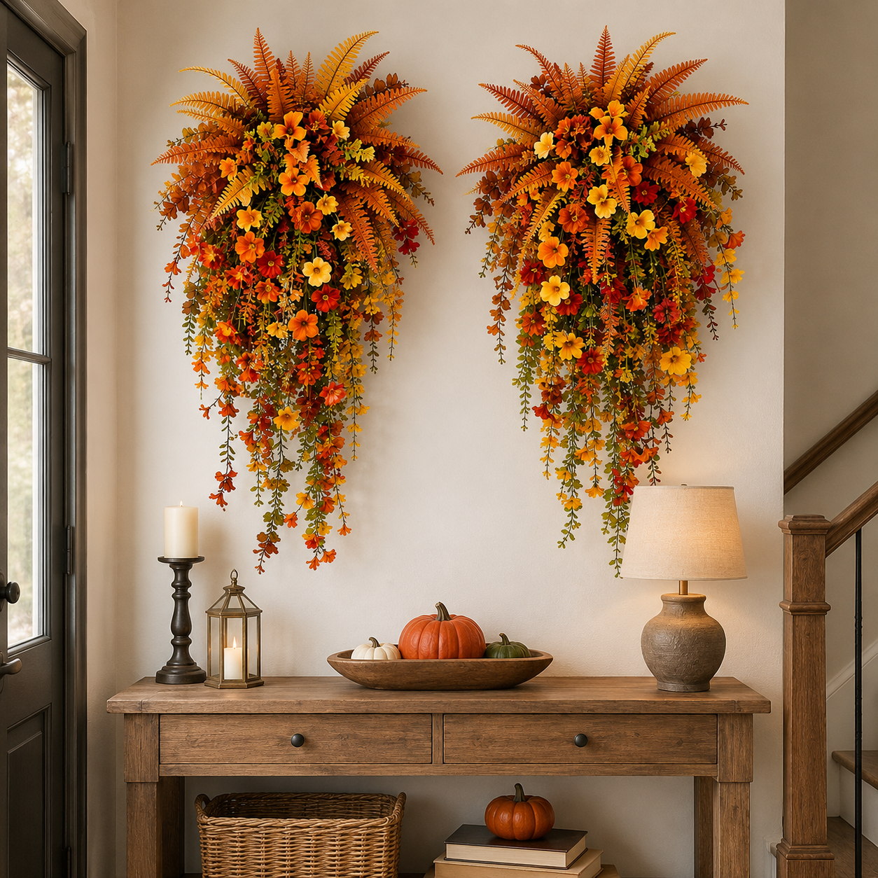 Artificial Fall Floral Hanging Swag - Autumn Porch & Entryway Decor