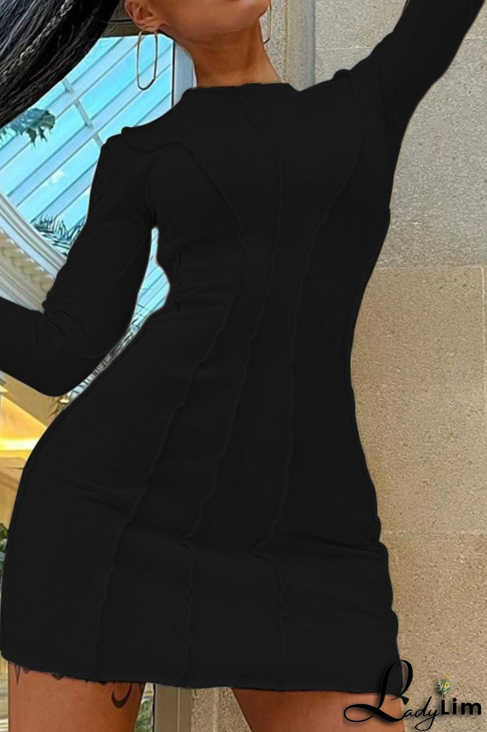 White Casual Solid Patchwork O Neck Long Sleeve Dresses