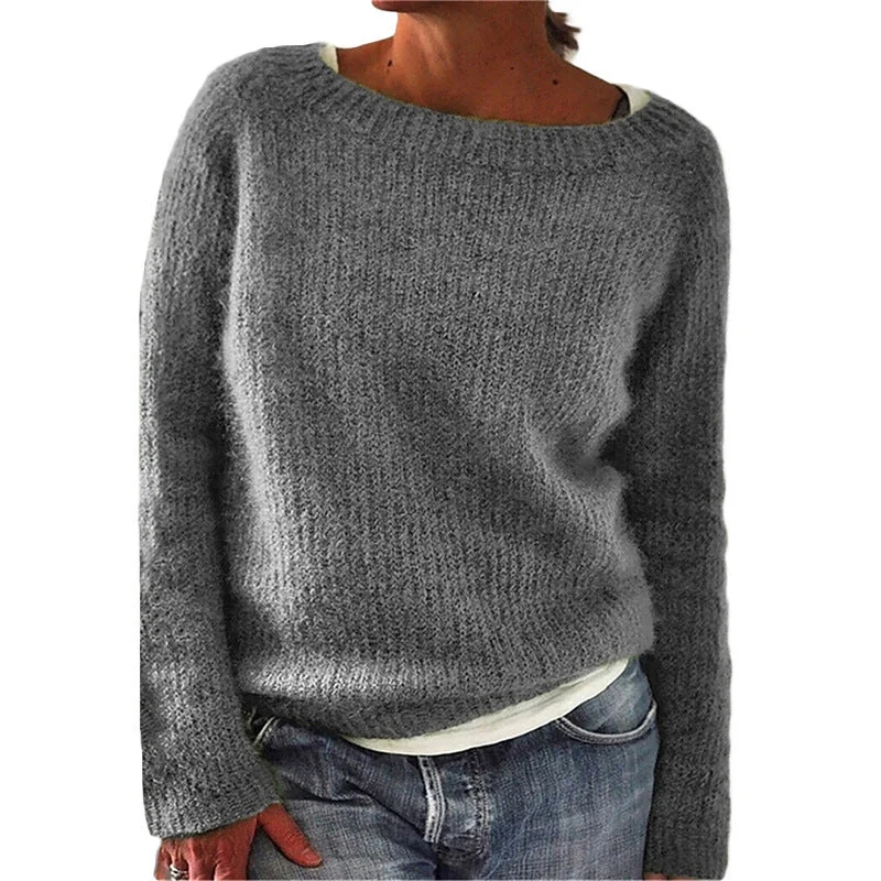 Brownm Solid Color Static Version Basic Style Sweaters