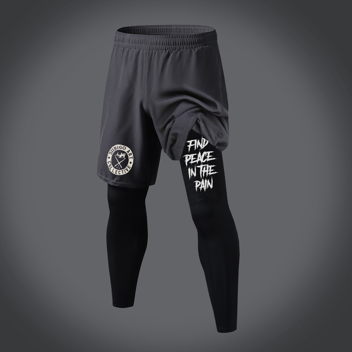 FIND PEACE IN THE PAIN Graphic Print 2 in 1 Gym Workout With Leggings