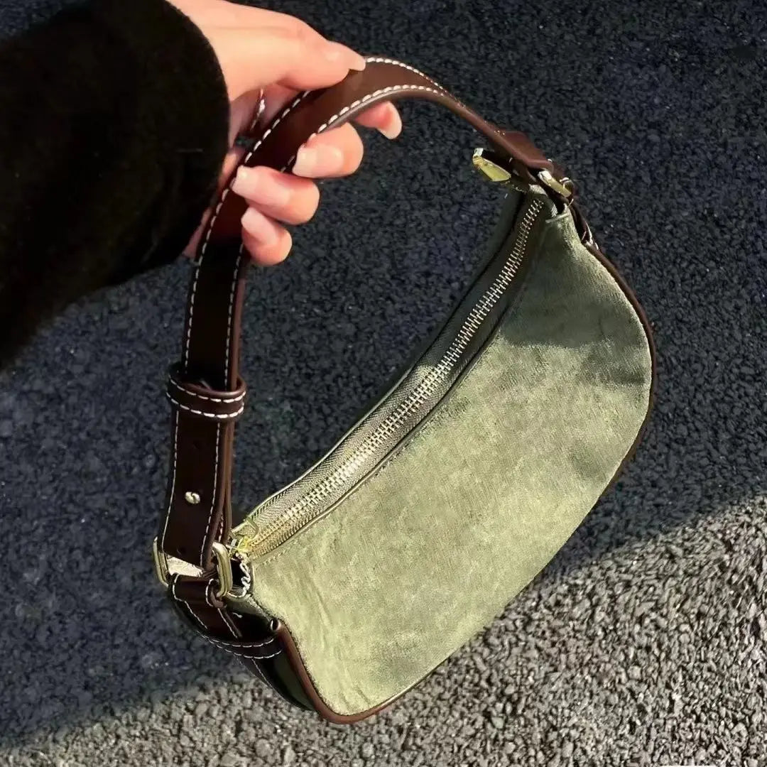 Casual Green Underarm Bag Women New Vintage Hot Girls Leather Solid Shoulder Bag Female Retro Elegant Y2k Handbag Purse Aiertu
