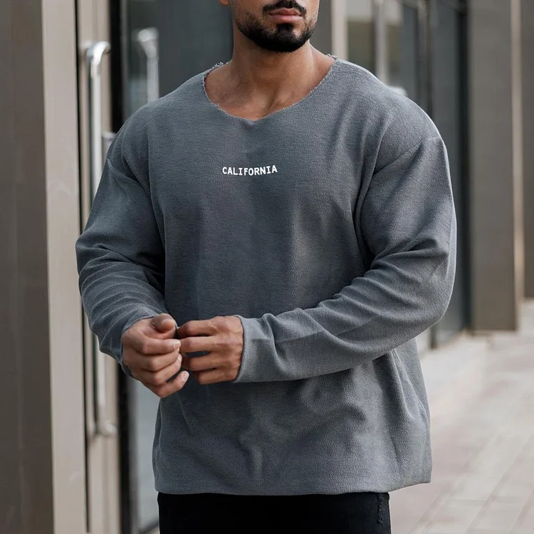 Oversized Casual Men's Everyday Comfort Basics Long Sleeve T-Shirt Pullover Top