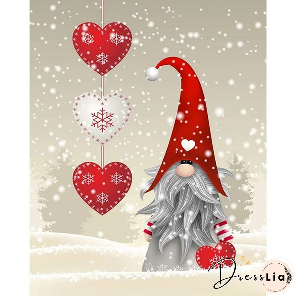 Christmas Gnome DIY 5D Diamond Painting Full Drill with Number Kits Home and Kitchen Fashion Crystal Rhinestone Cross Stitch Embroidery Paintings Canvas Pictures Wall Decoration Gifts Arts and Crafts for Adults and Kids