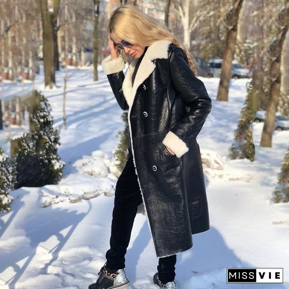 Long Leisure Pocket Notched Lapel Coat