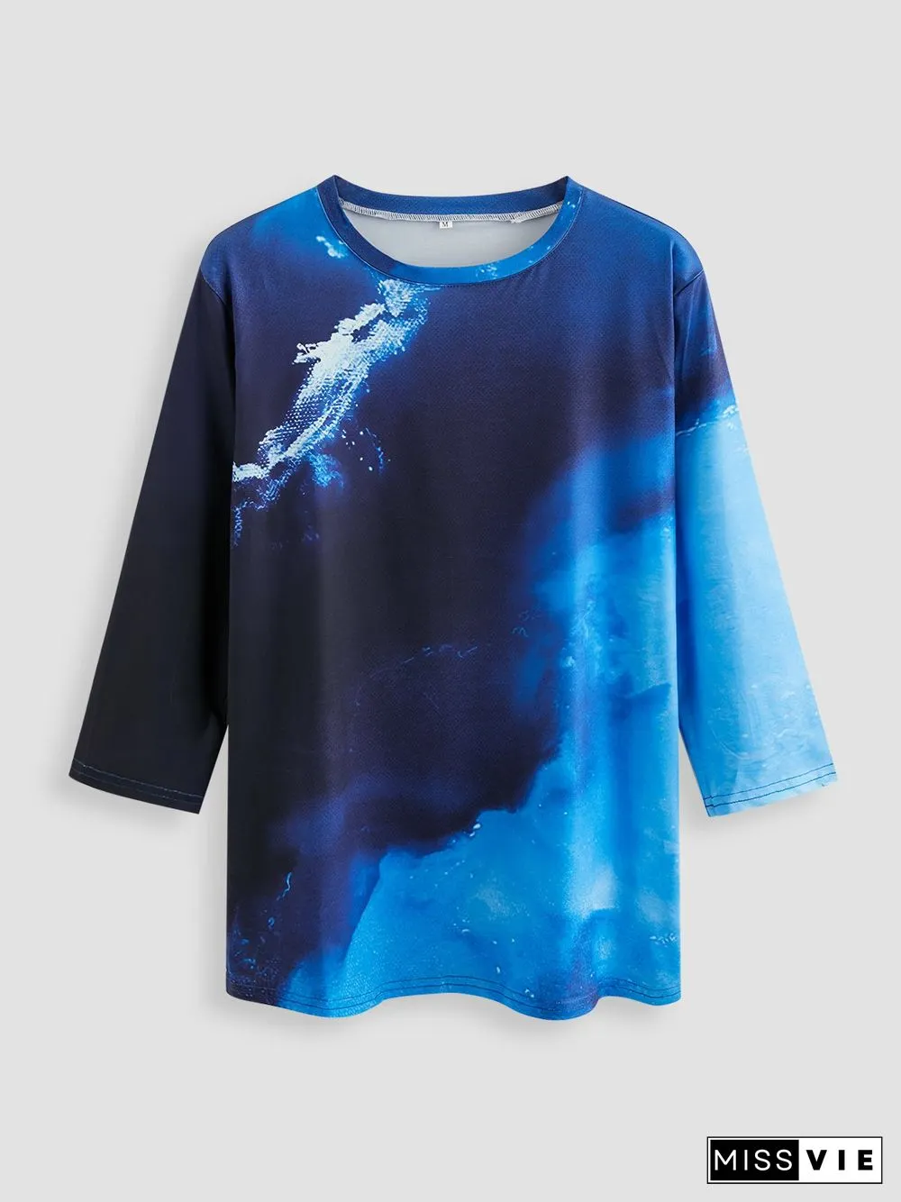 Printed Long Sleeve Crew Neck Casual T-shirt