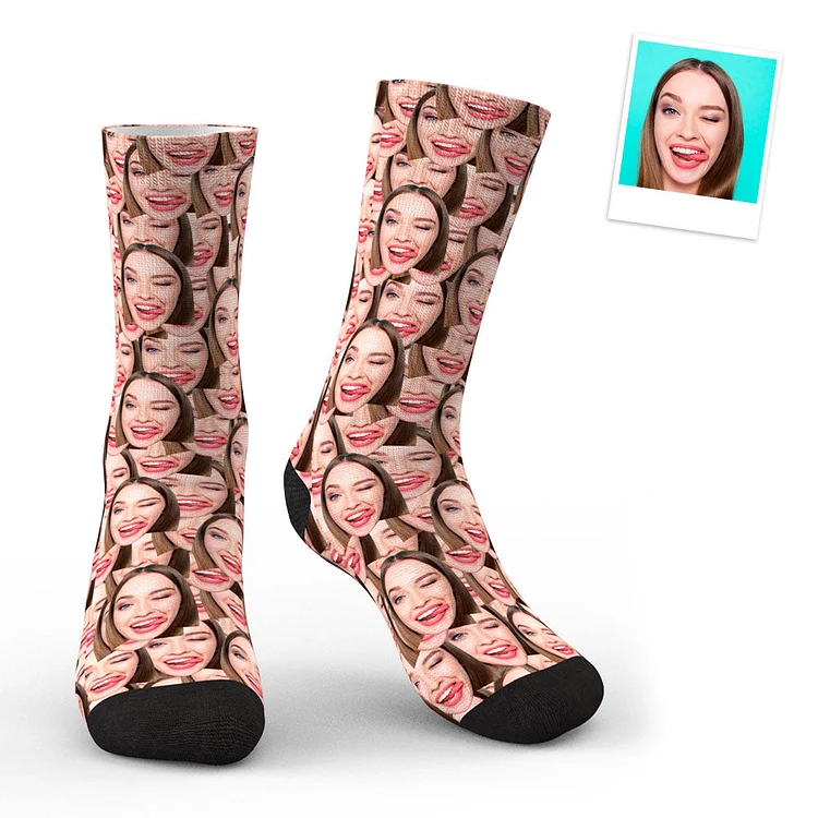 3D Preview Custom Photo Mash Socks With Your Text