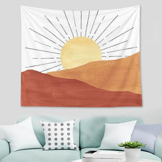 Abstract nordic Geometric Tapestry Tropic Modern Art Brown Wall Hanging ins Tapestry Decorative Tapestry For Home Decoration