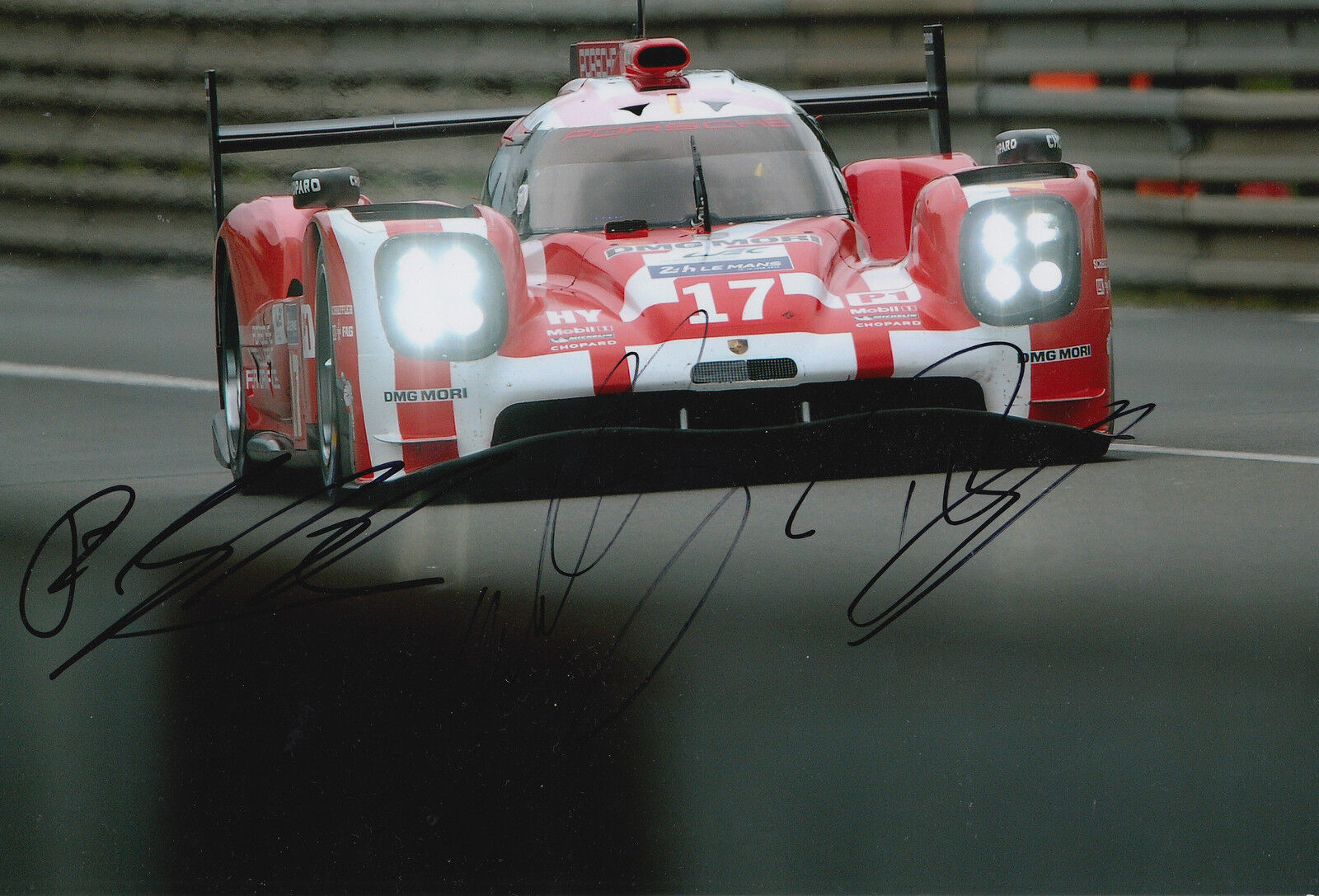 Webber, Hartley, Bernhard Hand Signed Red Porsche 919 Photo Poster painting 12x8 Le Mans 1.