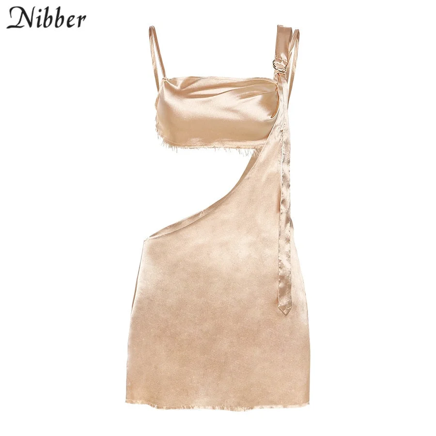 NIBBER 2021 New Elegant Two-piece Corset + One-Shoulder Hollow Sling Mini Woman’s Dress Comfortable Travel And Beach Outfit