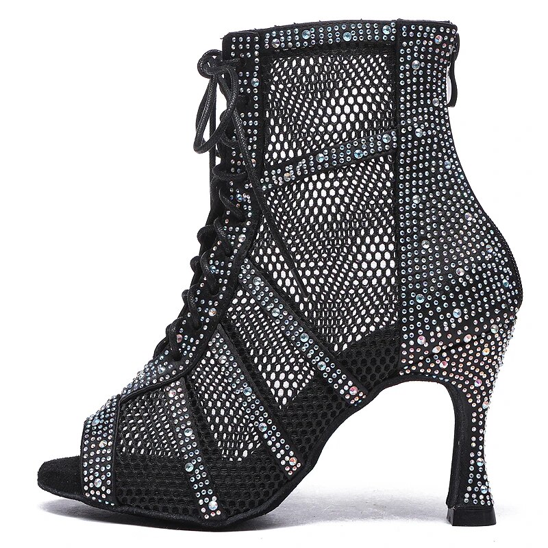 VCshoes Women Dance Shoes High Heels Boots Dance Shoes Black Shoes For Dancing Square Dance Shoes Jazz Shoes Rhinestone