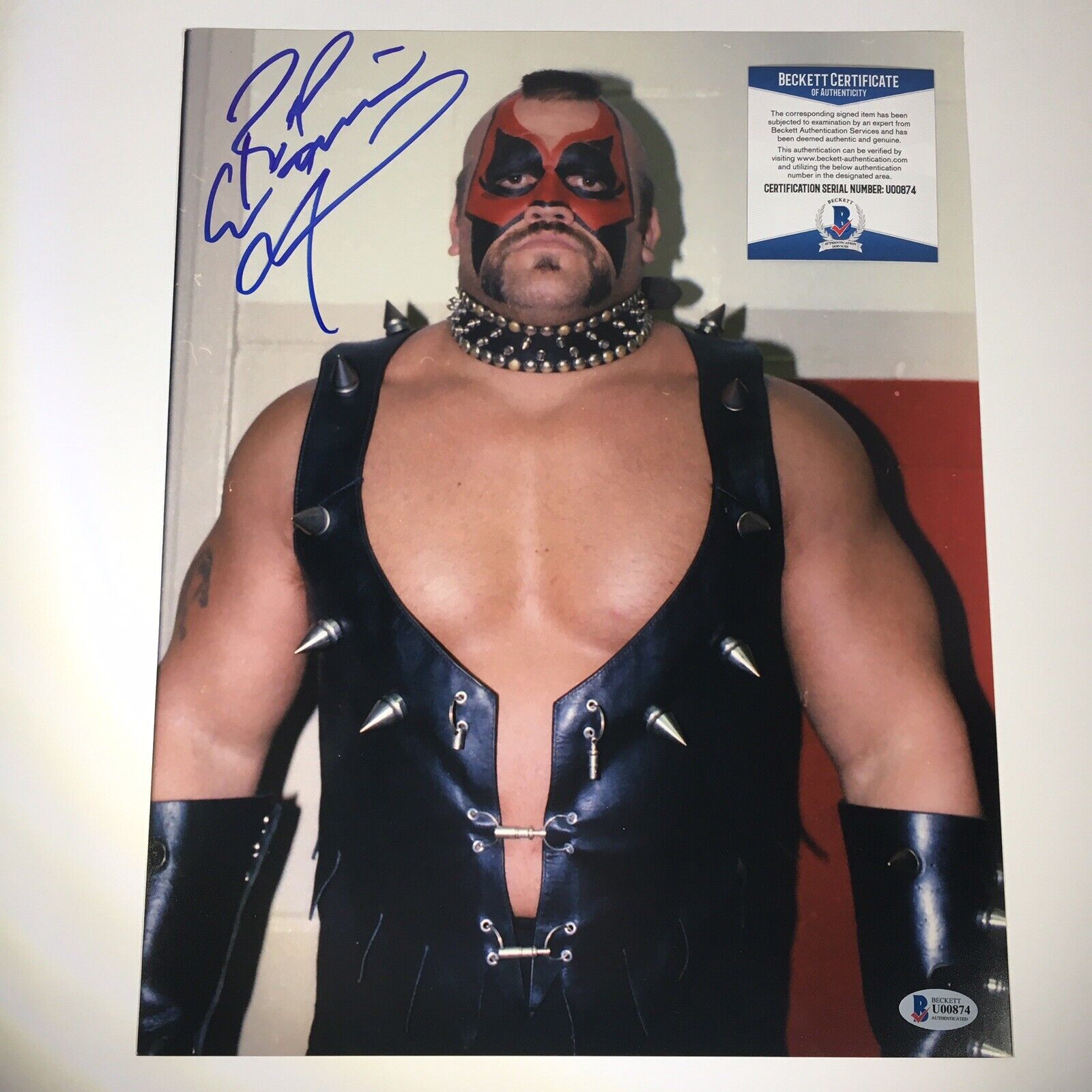 Road Warrior Animal Signed Photo Poster painting 11x14 Poster LOD NWA WRESTLING AWA BECKETT COA