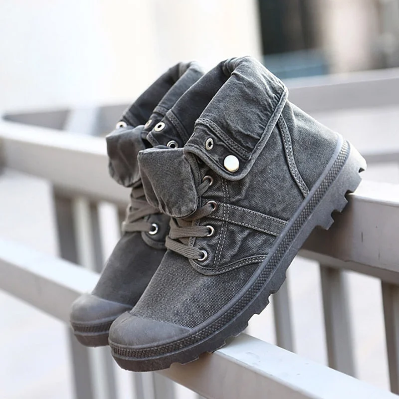 All Seasons Mens Casual Canvas Shoes Army Combat Men's Sneakers 2021 Fashion High-top Military Ankle Boots Comfort Mens Sneakers