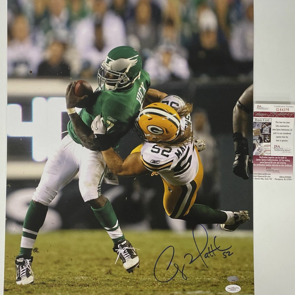 Autographed/Signed CLAY MATTHEWS Green Bay Packers 16x20 Football Photo Poster painting JSA COA