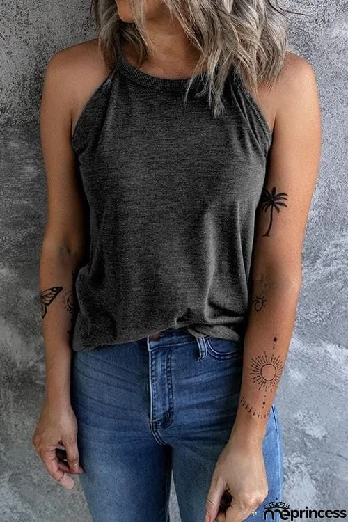 Solid Sleeveless T Shirt