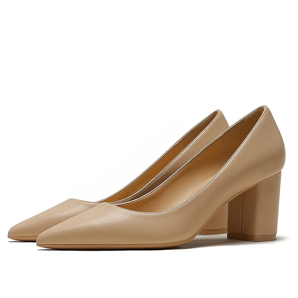 6.5cm /2.55 inch Chunky Heels Comfortable Middle Block Matte Pumps