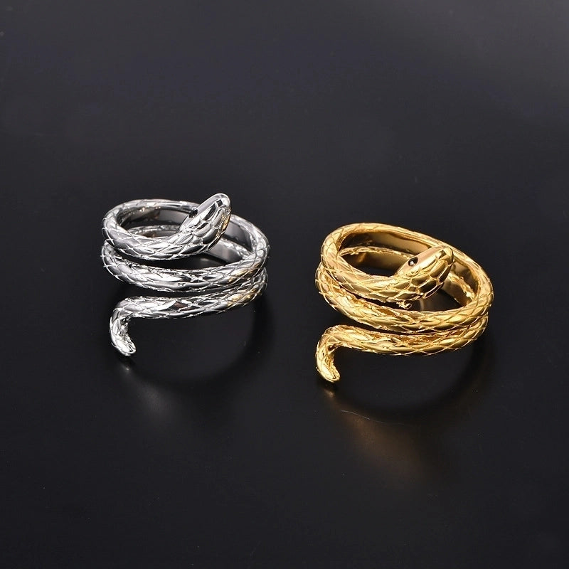 304 Stainless Steel 18K Gold Plated Glam Plating Snake Rings