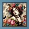 Retro Girl and Flower - Diamond Painting - Full Round Drill (Canvas|40*40cm)