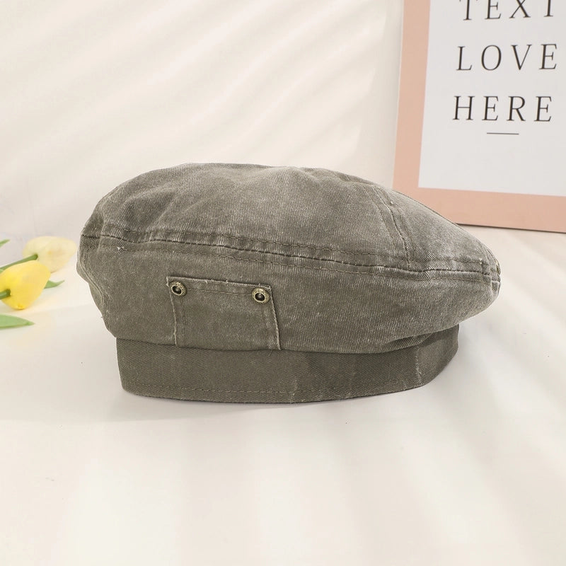 Women’s Japanese Style Minimalist Streetwear Solid Color Eaveless Beret Hat