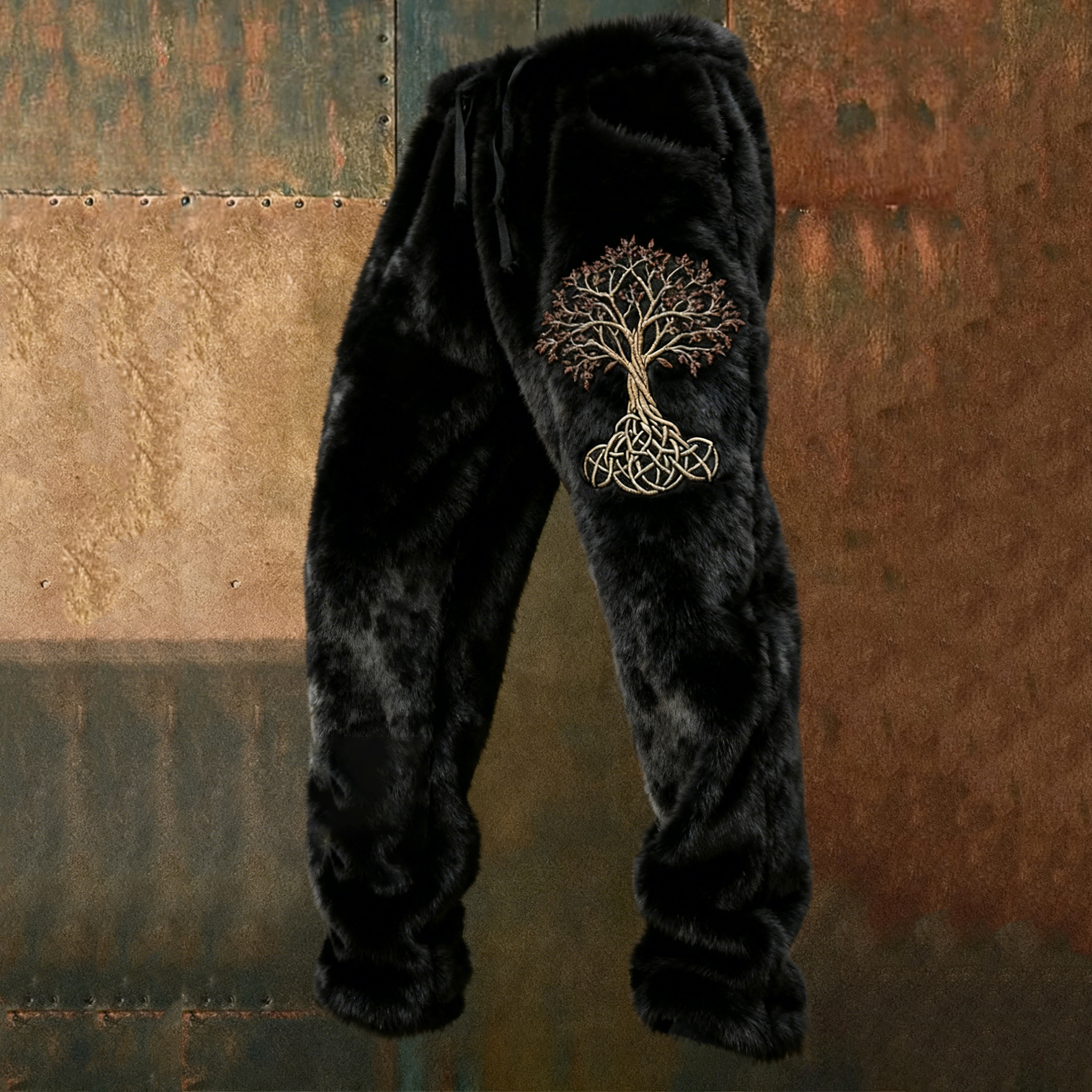 Men's Vintage Viking Yggdrasil Totem Art Plush Pants elevenforest
