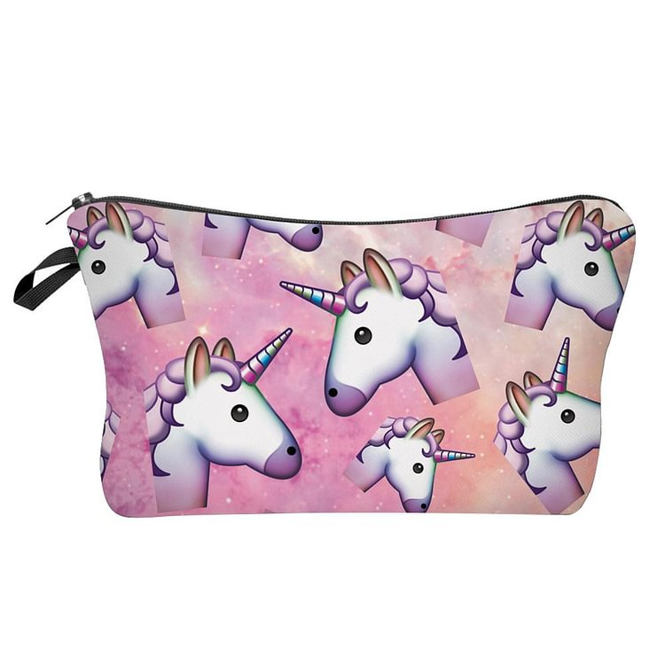 Animal Horse Women Storage Bag Polyester Floral Printed Cosmetic Bags (90)