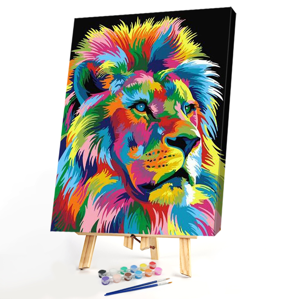 

40x50cm - Paint By Numbers Colorful Oil Lion, 501 Original