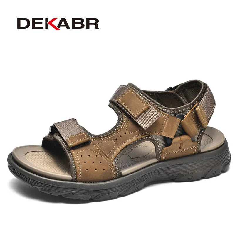 DEKABR Summer Sandals Men Lightweight Outdoor Beach Casual Shoes Genuine Leather Roman Walking Footwear Soft Slippers Sandalias