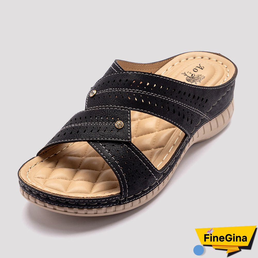 Women' Casual Strappy Suede Wedge Heel Sandals