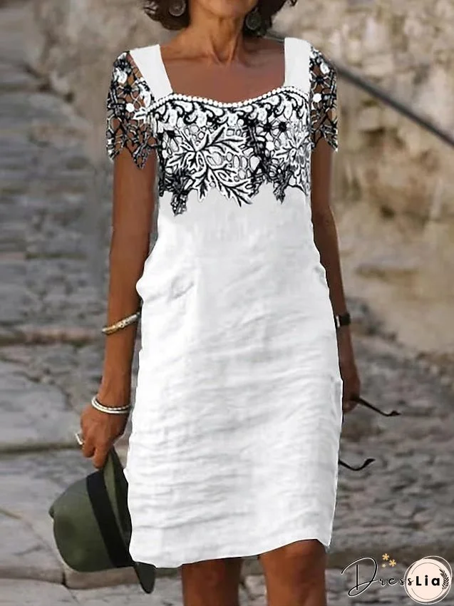 Women's Casual Dress Cotton Linen Dress Shift Dress Midi Dress Cotton Blend Fashion Modern Outdoor Daily Vacation