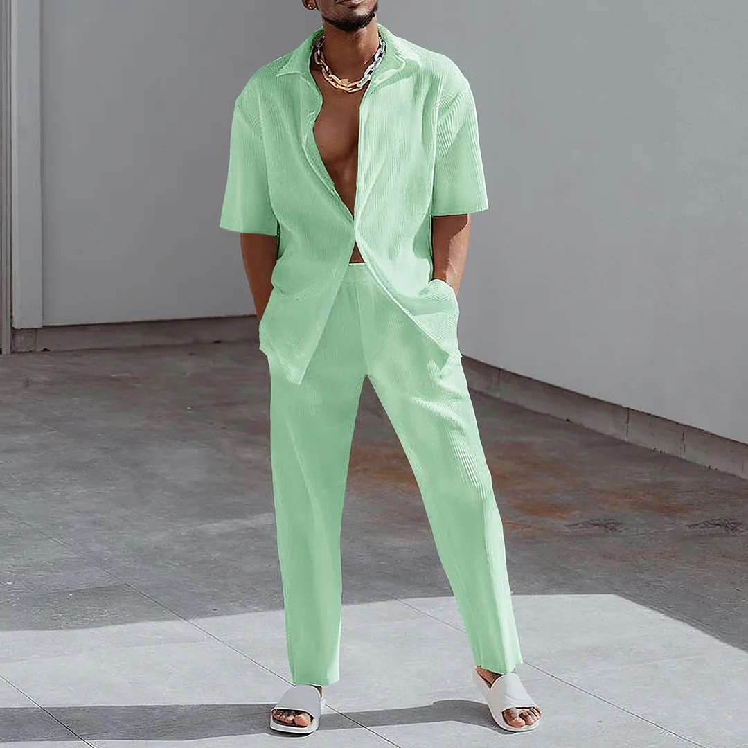 Fashion Men's Vacation Casual Shirt Set