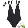 ZAFUL Swimwear Women One-Piece Swimsuit Sexy High Waisted Swimsuit Deep V-Neck Plunging Neck Unlined One Piece Bathing Suit