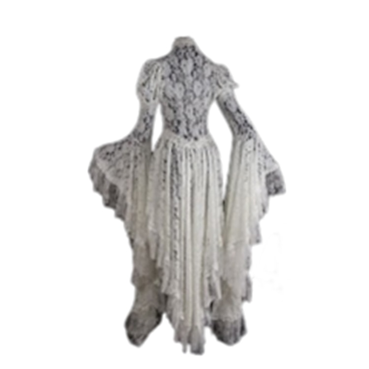Lace Ruffle Tailcoat Medieval Renaissance Vintage Dress Women’s Costume ...