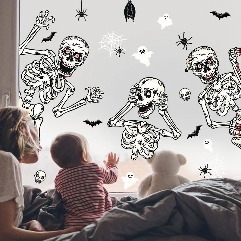 Halloween Bat Skeleton Ghost Stickers Window Decoration