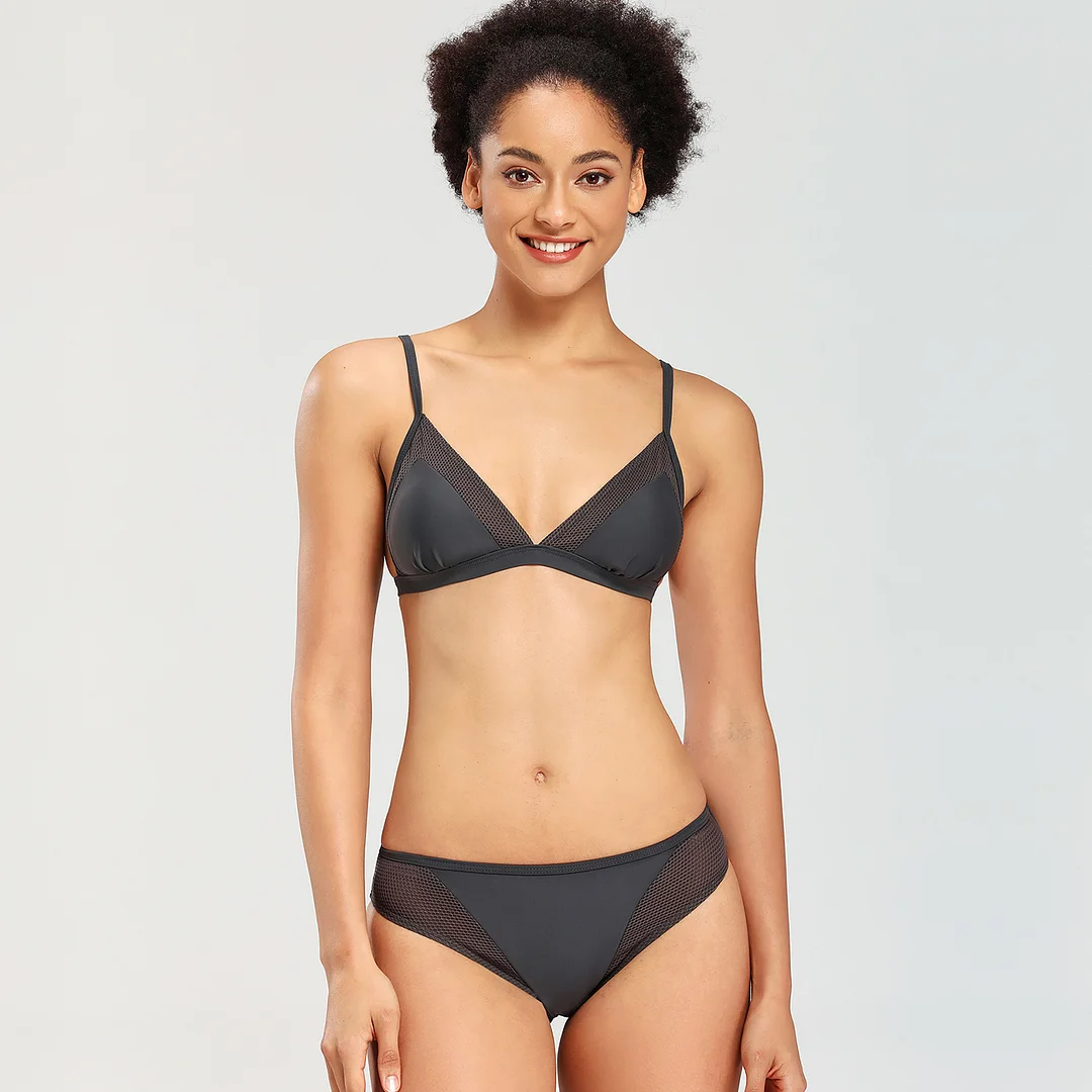 Triangular mesh panels 2-piece swimsuit