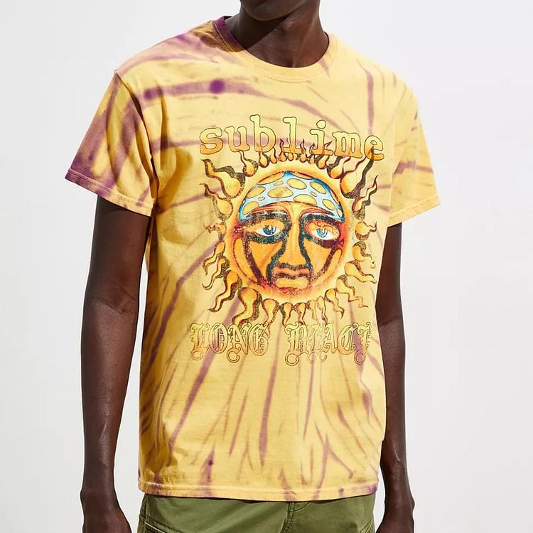 Mens Vintage round neck printed short-sleeved t-shirts