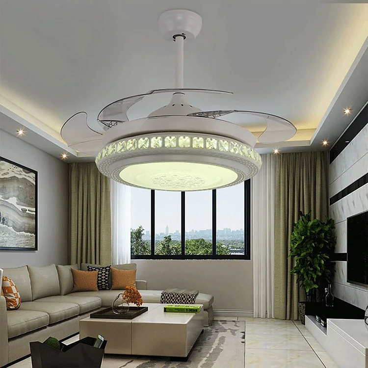 Intelligent Frequency Conversion Dimming LED Ceiling Invisible Fan Chandelier - Appledas