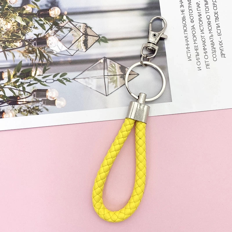 Minimalist Classic Style Solid Color Pu Leather Unisex Bag Pendant Keychain