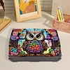 (US Local)Diamond Painting Storage Box DIY 5D Diamond Painting Jewelry Box for Women (Owl)