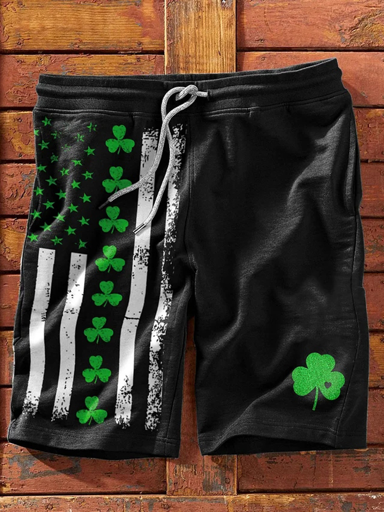 Comstylish Men's St. Patrick's Day Flag Print Casual Shorts