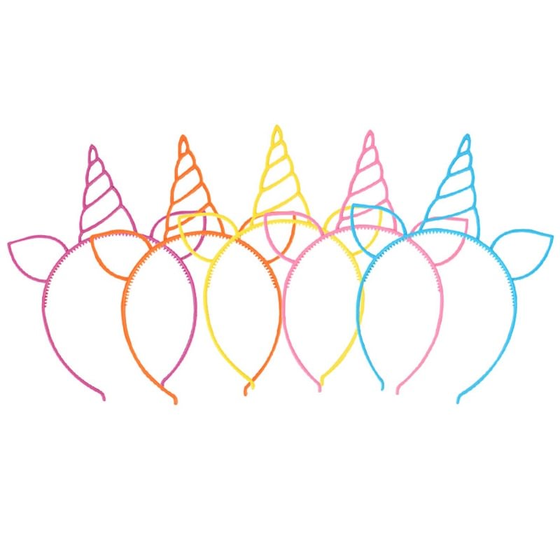 5pcs Plastic Unicorn Headband Unicorn Birthday Party Decorations 1st Kids Girl Baby Shower Favors Party Supplies Hiar Band